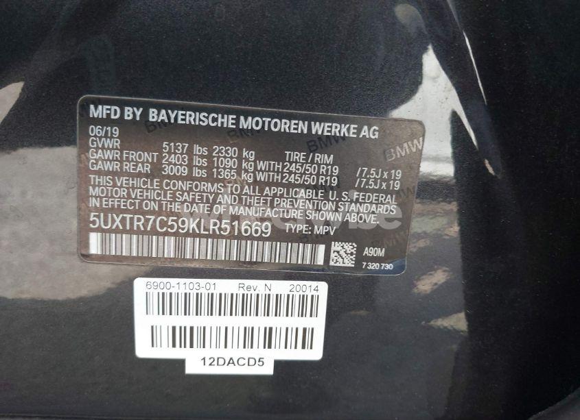 Photo 9 of 2019 Bmw X3 SDRIVE30I (VIN 5UXTR7C59KLR51669)