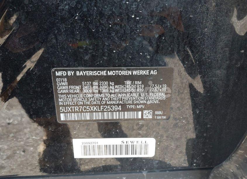 Photo 9 of 2019 Bmw X3 SDRIVE30I (VIN 5UXTR7C5XKLF25394)