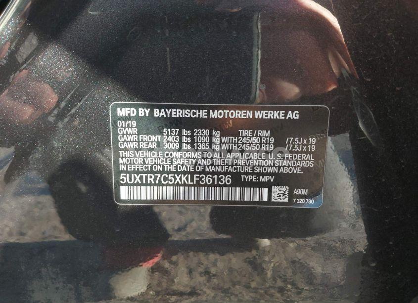 Photo 9 of 2019 Bmw X3 SDRIVE30I (VIN 5UXTR7C5XKLF36136)