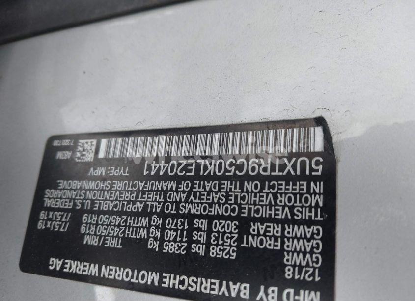 Photo 9 of 2019 Bmw X3 XDRIVE30I (VIN 5UXTR9C50KLE20441)