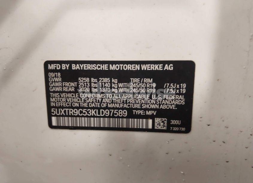 Photo 9 of 2019 Bmw X3 XDRIVE30I (VIN 5UXTR9C53KLD97589)