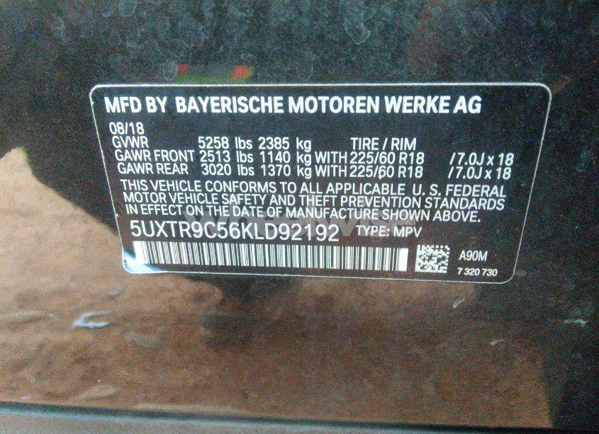 Photo 9 of 2019 Bmw X3 XDRIVE30I (VIN 5UXTR9C56KLD92192)