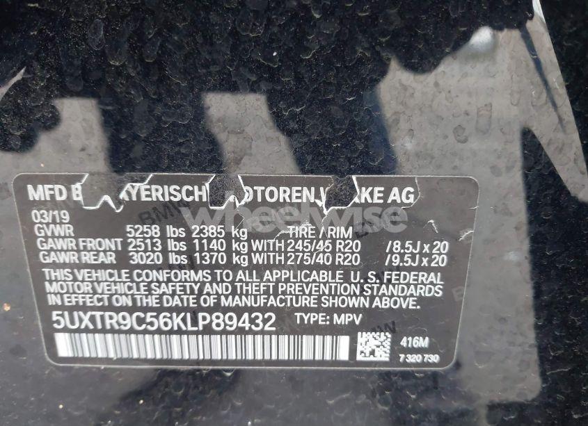 Photo 9 of 2019 Bmw X3 XDRIVE30I (VIN 5UXTR9C56KLP89432)