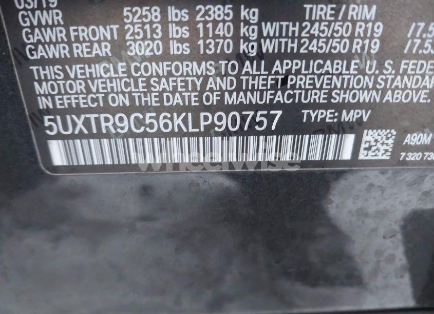 Photo 9 of 2019 Bmw X3 XDRIVE30I (VIN 5UXTR9C56KLP90757)