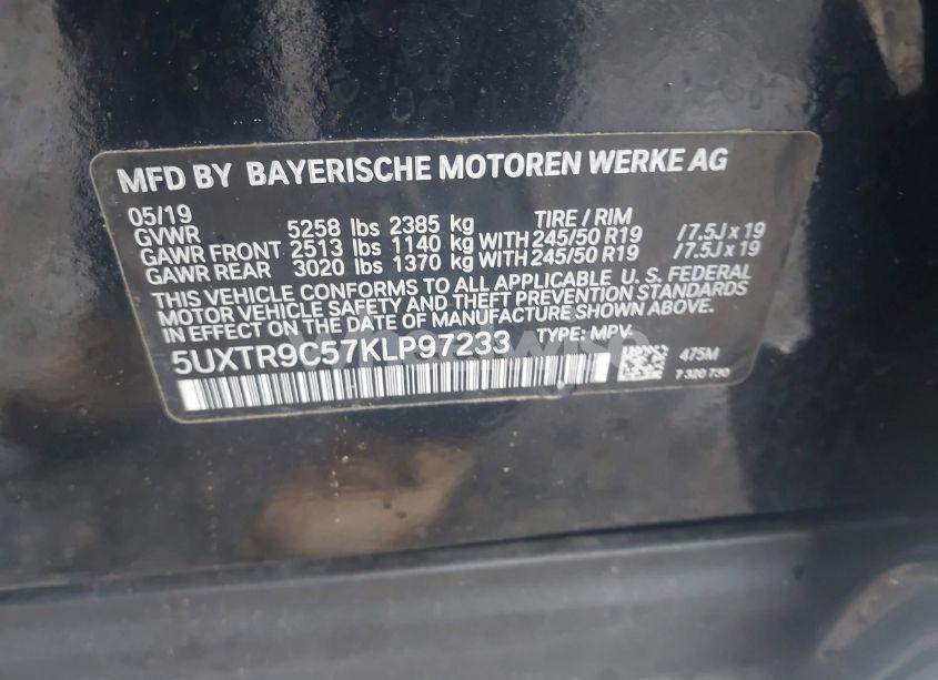 Photo 9 of 2019 Bmw X3 XDRIVE30I (VIN 5UXTR9C57KLP97233)