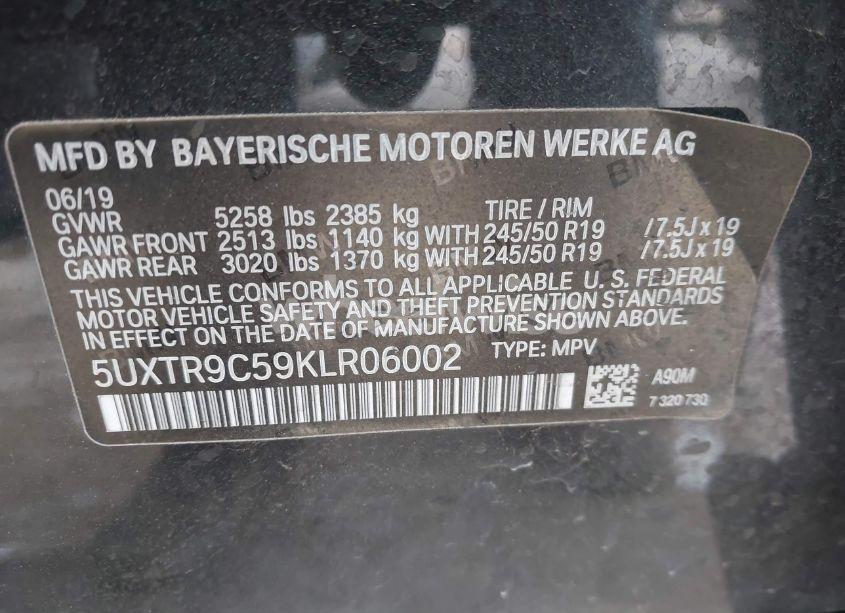 Photo 9 of 2019 Bmw X3 XDRIVE30I (VIN 5UXTR9C59KLR06002)