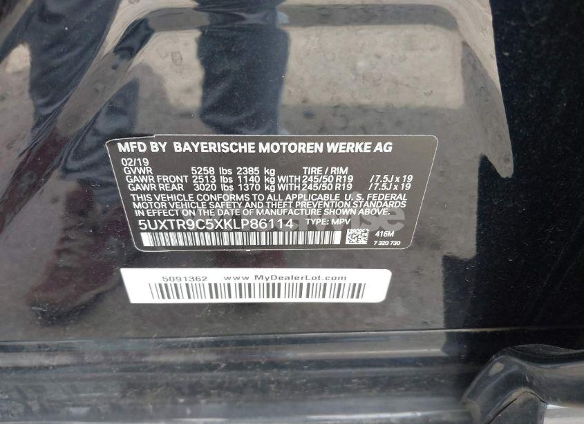 Photo 9 of 2019 Bmw X3 XDRIVE30I (VIN 5UXTR9C5XKLP86114)