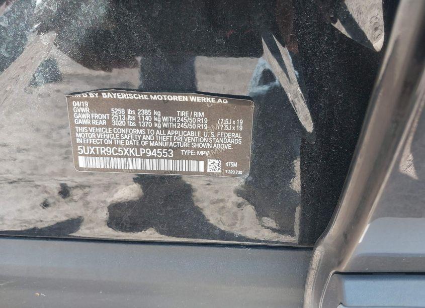 Photo 9 of 2019 Bmw X3 XDRIVE30I (VIN 5UXTR9C5XKLP94553)