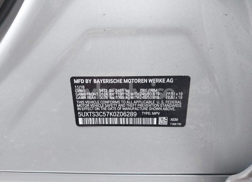 Photo 9 of 2019 Bmw X3 M40I (VIN 5UXTS3C57K0Z06289)