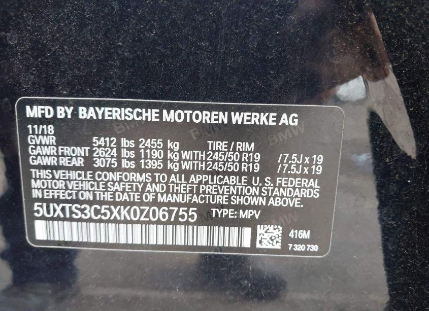 Photo 9 of 2019 Bmw X3 M40I (VIN 5UXTS3C5XK0Z06755)