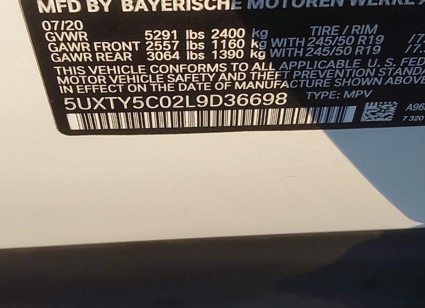 Photo 9 of 2020 Bmw X3 XDRIVE30I (VIN 5UXTY5C02L9D36698)