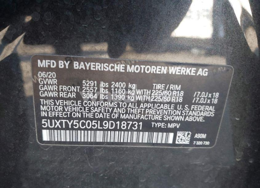 Photo 9 of 2020 Bmw X3 XDRIVE30I (VIN 5UXTY5C05L9D18731)