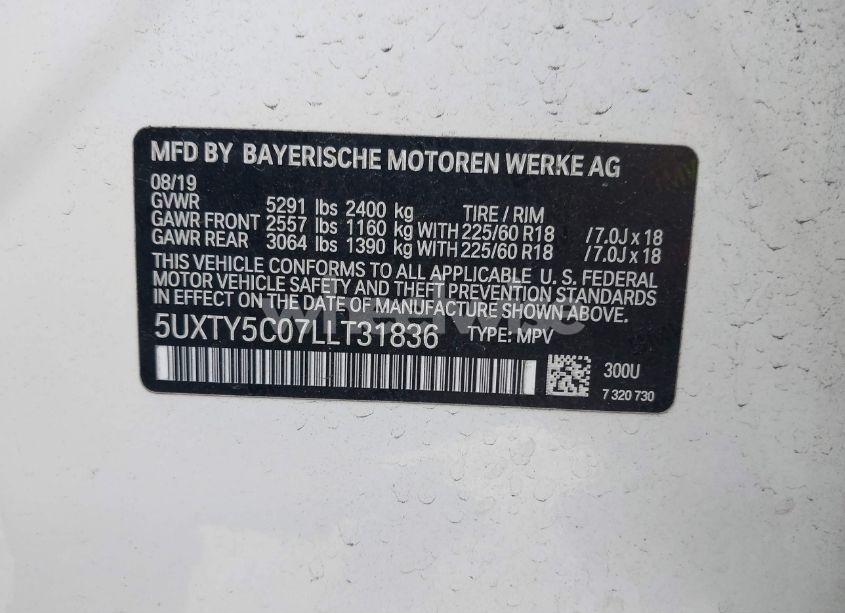 Photo 9 of 2020 Bmw X3 XDRIVE30I (VIN 5UXTY5C07LLT31836)