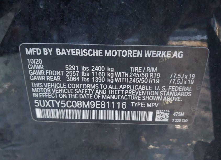 Photo 9 of 2021 Bmw X3 XDRIVE30I (VIN 5UXTY5C08M9E81116)