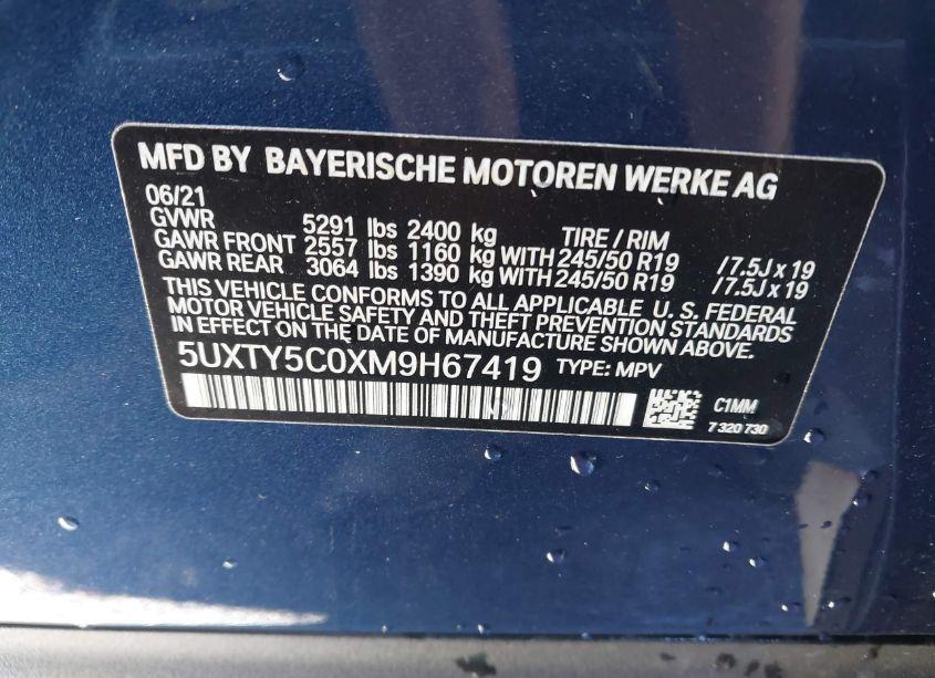 Photo 9 of 2021 Bmw X3 XDRIVE30I (VIN 5UXTY5C0XM9H67419)