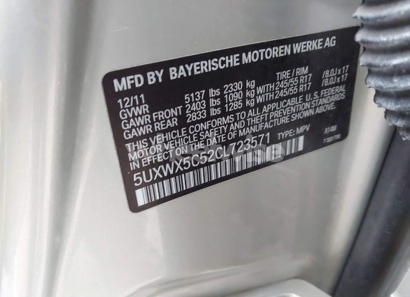 Photo 9 of 2012 Bmw X3 XDRIVE28I (VIN 5UXWX5C52CL723571)
