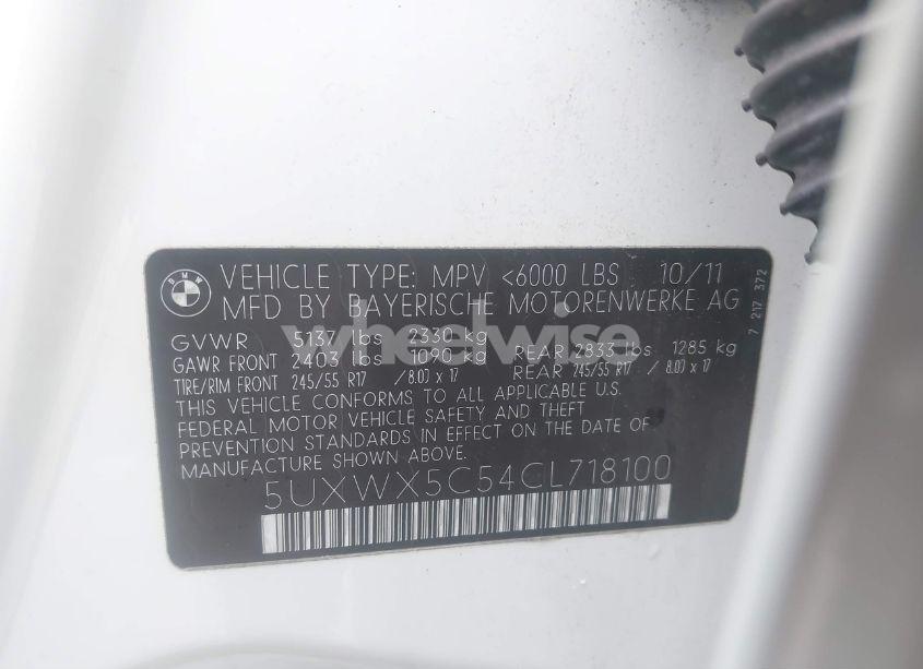 Photo 9 of 2012 Bmw X3 XDRIVE28I (VIN 5UXWX5C54CL718100)