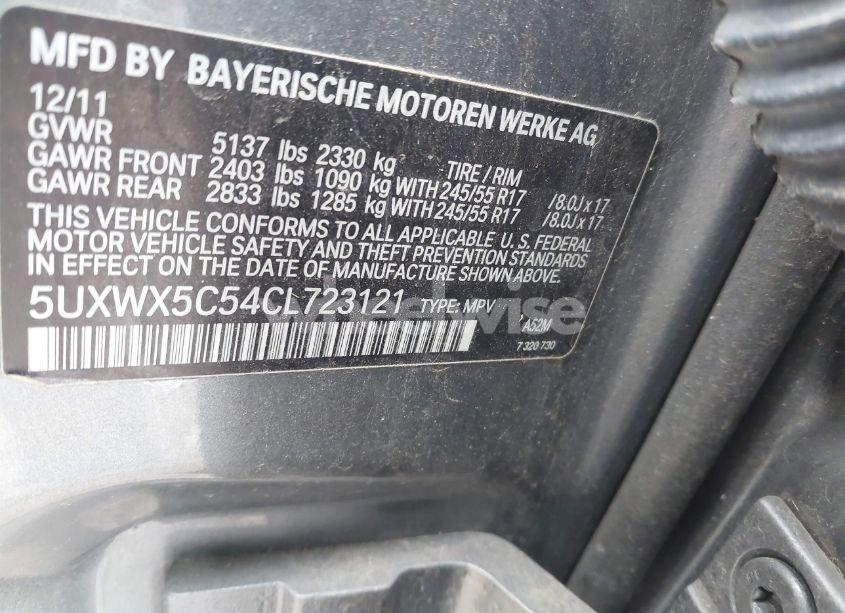 Photo 9 of 2012 Bmw X3 XDRIVE28I (VIN 5UXWX5C54CL723121)