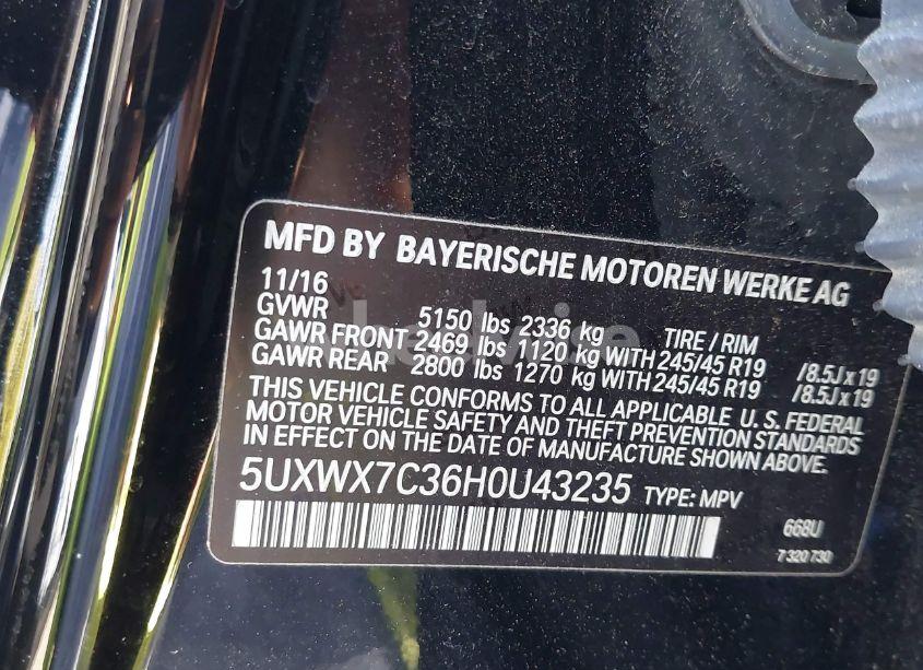 Photo 9 of 2017 Bmw X3 XDRIVE35I (VIN 5UXWX7C36H0U43235)