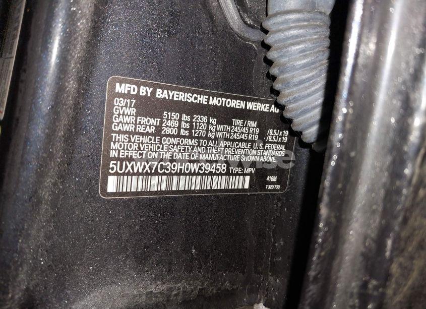 Photo 9 of 2017 Bmw X3 XDRIVE35I (VIN 5UXWX7C39H0W39458)