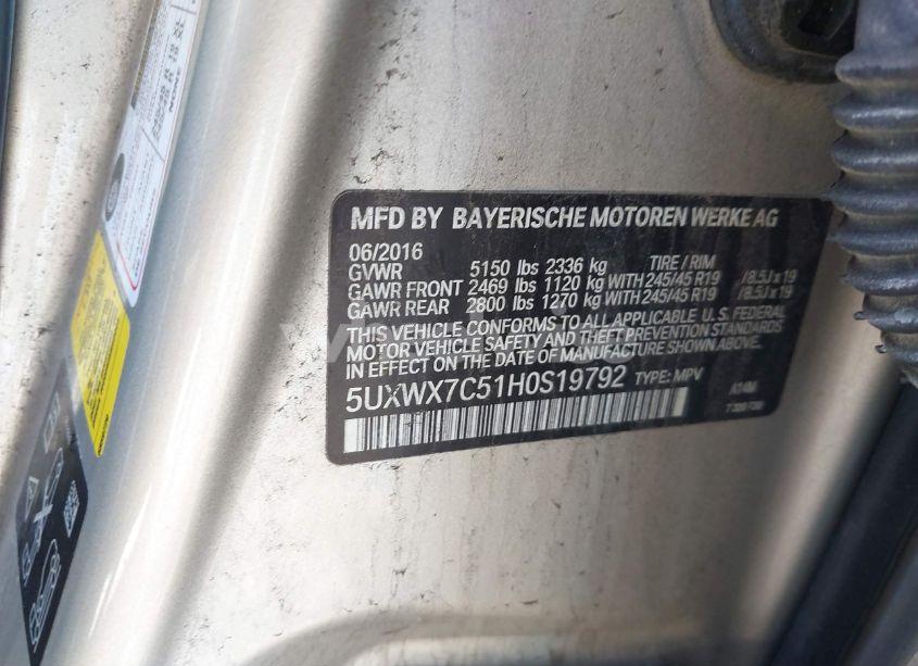 Photo 9 of 2017 Bmw X3 XDRIVE35I (VIN 5UXWX7C51H0S19792)