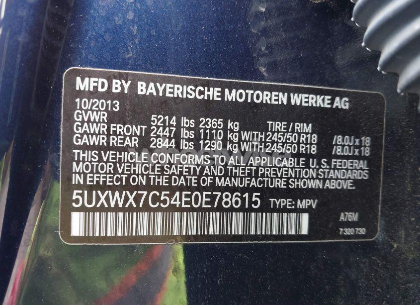 Photo 9 of 2014 Bmw X3 XDRIVE35I (VIN 5UXWX7C54E0E78615)