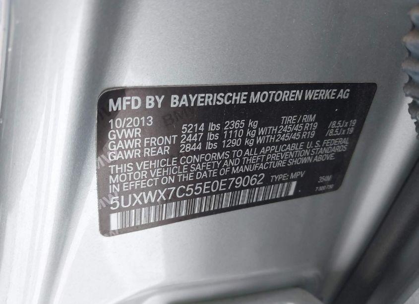 Photo 9 of 2014 Bmw X3 XDRIVE35I (VIN 5UXWX7C55E0E79062)