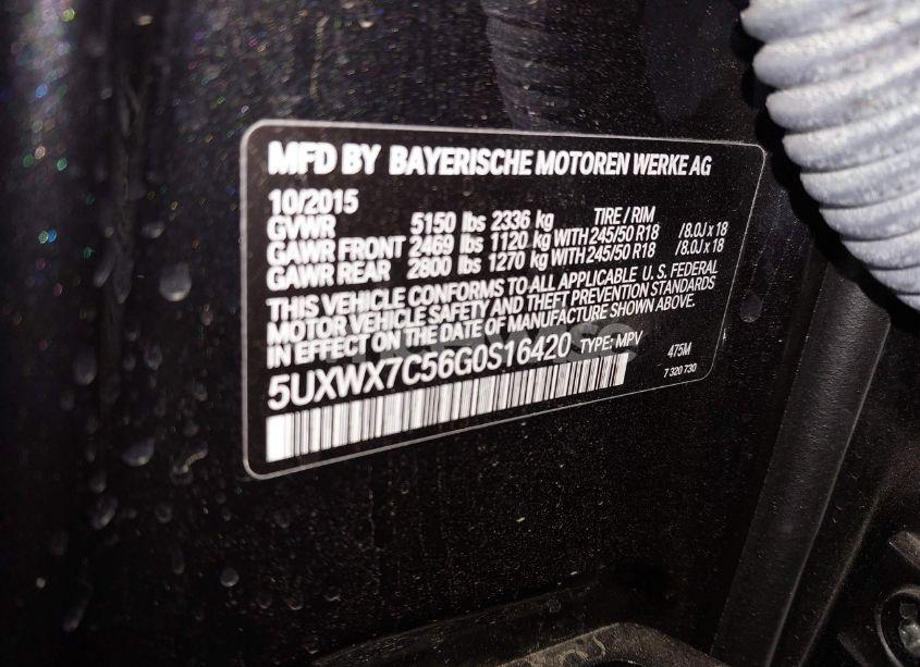 Photo 9 of 2016 Bmw X3 XDRIVE35I (VIN 5UXWX7C56G0S16420)