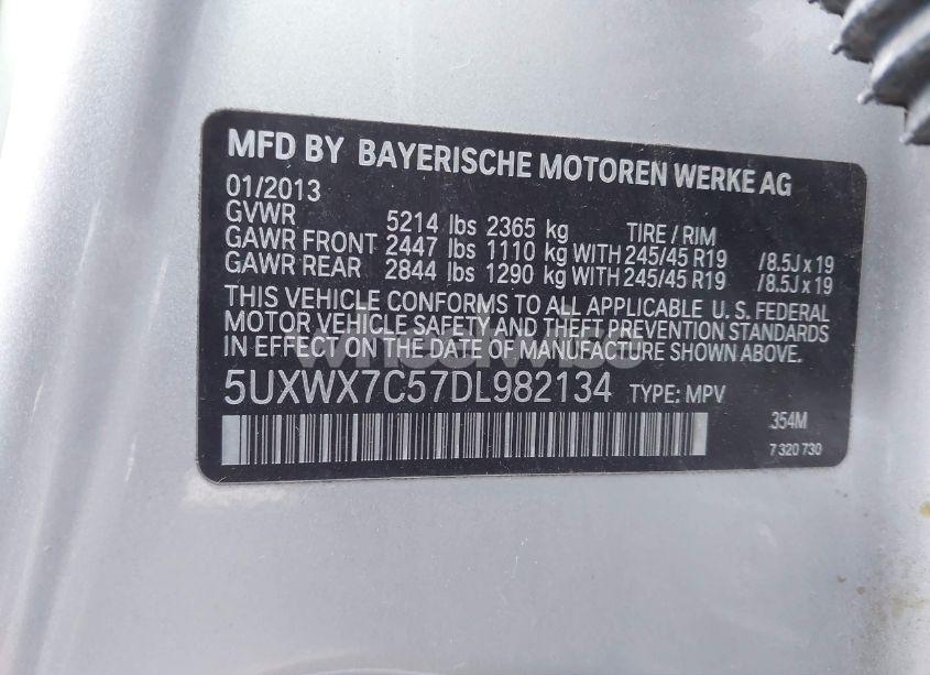 Photo 9 of 2013 Bmw X3 XDRIVE35I (VIN 5UXWX7C57DL982134)