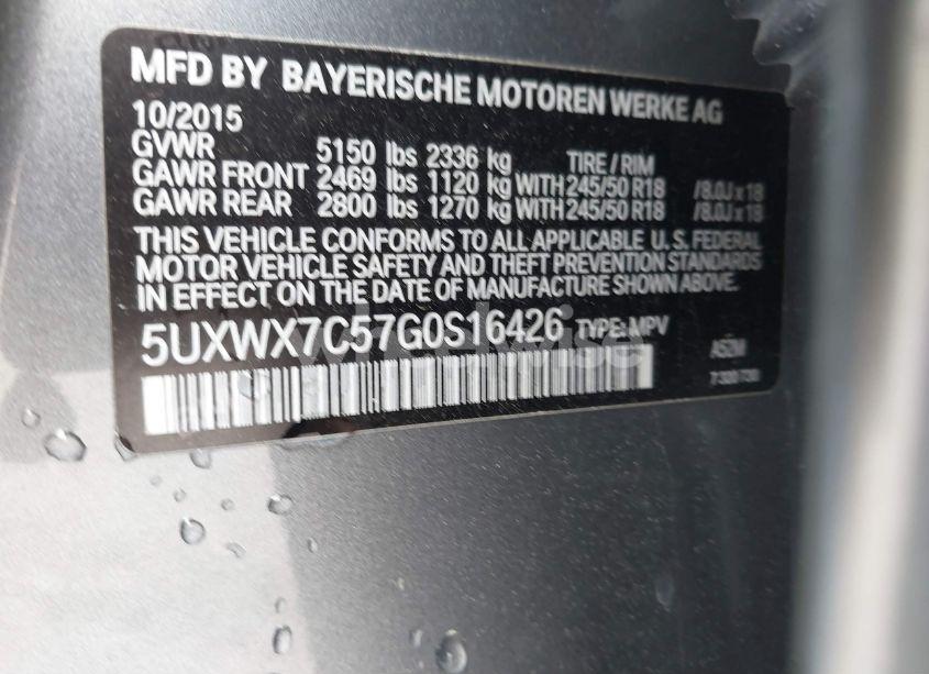 Photo 9 of 2016 Bmw X3 XDRIVE35I (VIN 5UXWX7C57G0S16426)