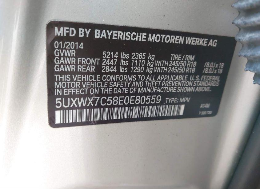 Photo 9 of 2014 Bmw X3 XDRIVE35I (VIN 5UXWX7C58E0E80559)