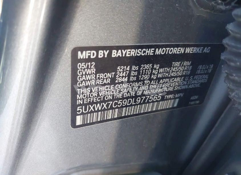 Photo 9 of 2013 Bmw X3 XDRIVE35I (VIN 5UXWX7C59DL977565)