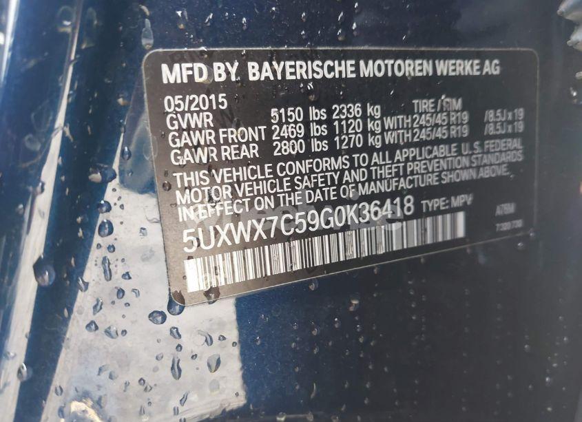 Photo 9 of 2016 Bmw X3 XDRIVE35I (VIN 5UXWX7C59G0K36418)