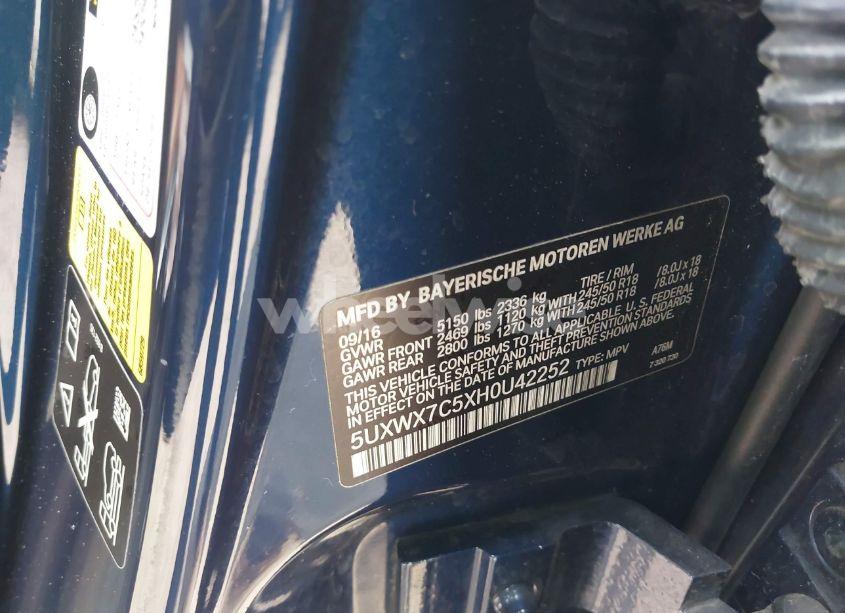 Photo 9 of 2017 Bmw X3 XDRIVE35I (VIN 5UXWX7C5XH0U42252)