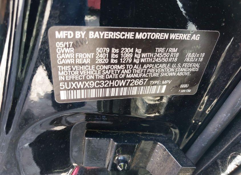 Photo 9 of 2017 Bmw X3 XDRIVE28I (VIN 5UXWX9C32H0W72667)