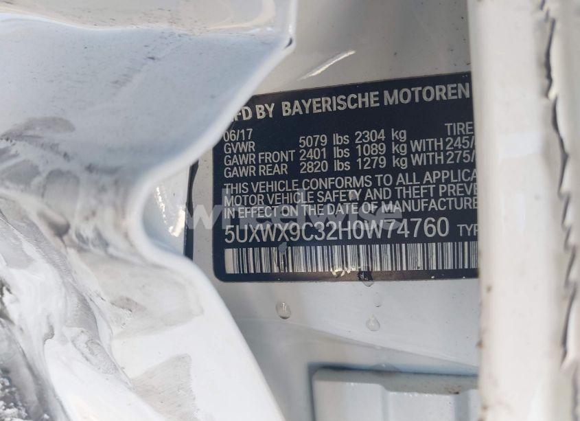 Photo 9 of 2017 Bmw X3 XDRIVE28I (VIN 5UXWX9C32H0W74760)