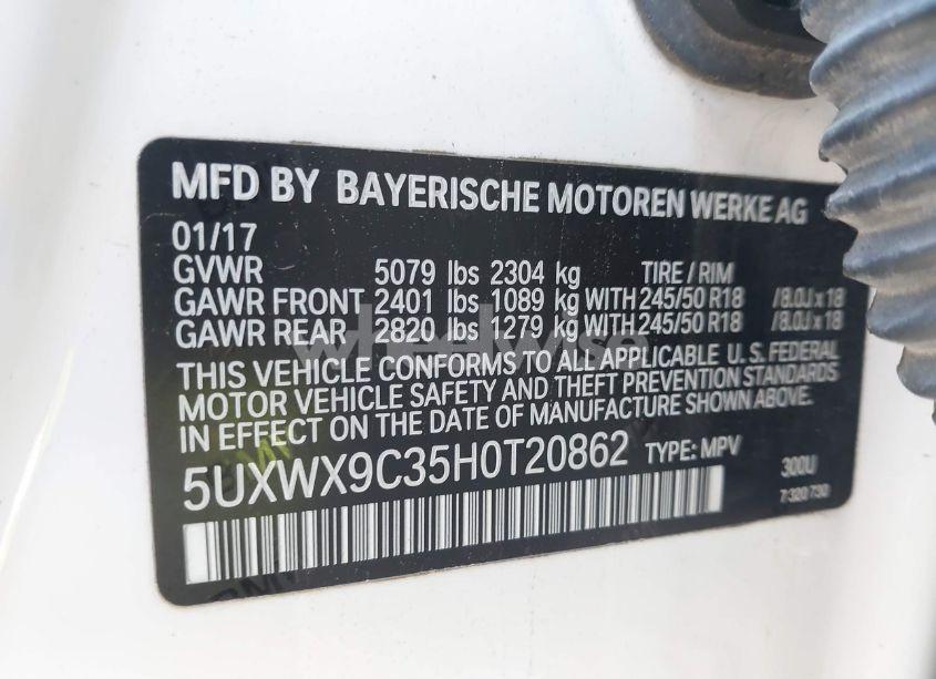 Photo 9 of 2017 Bmw X3 XDRIVE28I (VIN 5UXWX9C35H0T20862)