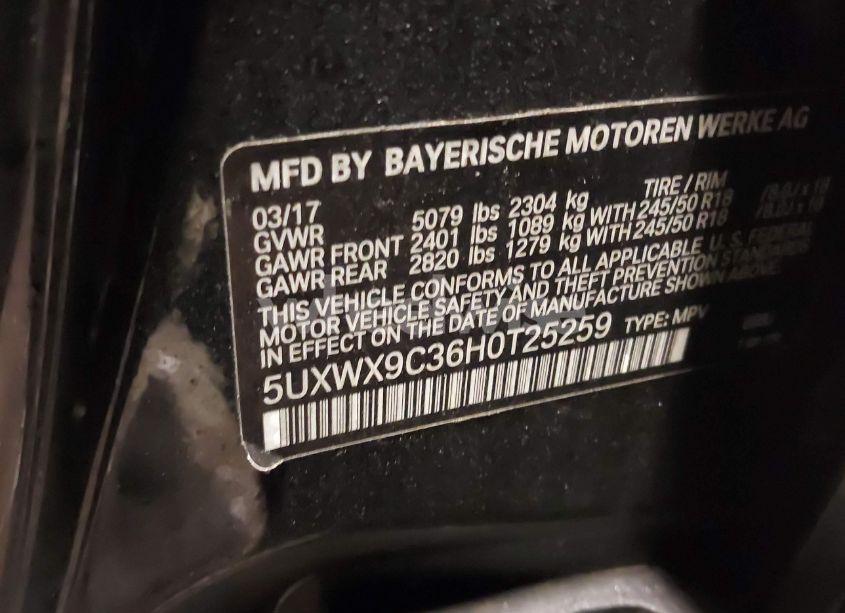 Photo 9 of 2017 Bmw X3 XDRIVE28I (VIN 5UXWX9C36H0T25259)