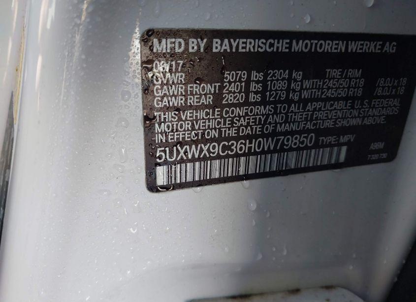 Photo 9 of 2017 Bmw X3 XDRIVE28I (VIN 5UXWX9C36H0W79850)