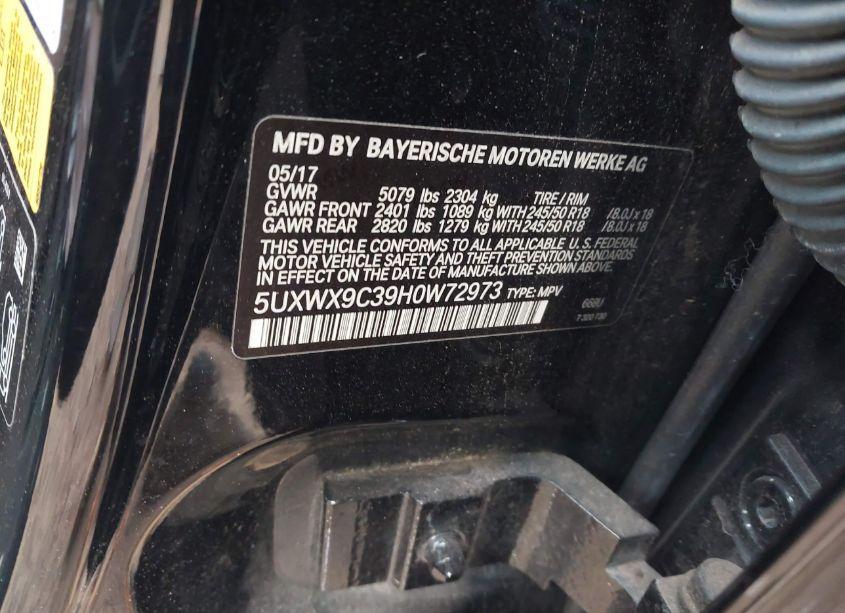 Photo 9 of 2017 Bmw X3 XDRIVE28I (VIN 5UXWX9C39H0W72973)