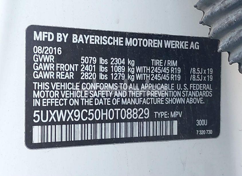 Photo 9 of 2017 Bmw X3 XDRIVE28I (VIN 5UXWX9C50H0T08829)