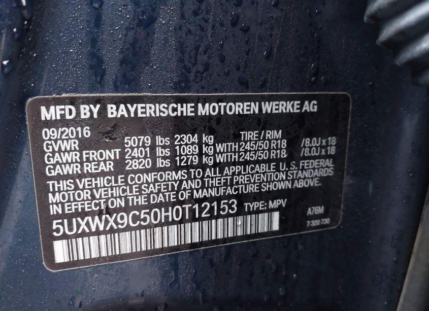 Photo 9 of 2017 Bmw X3 XDRIVE28I (VIN 5UXWX9C50H0T12153)