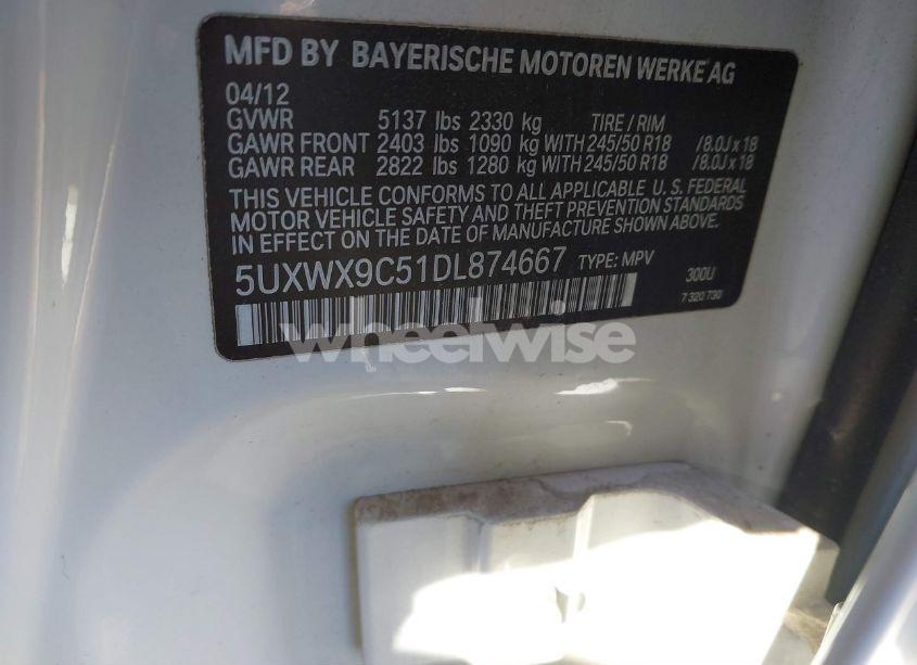 Photo 9 of 2013 Bmw X3 XDRIVE28I (VIN 5UXWX9C51DL874667)