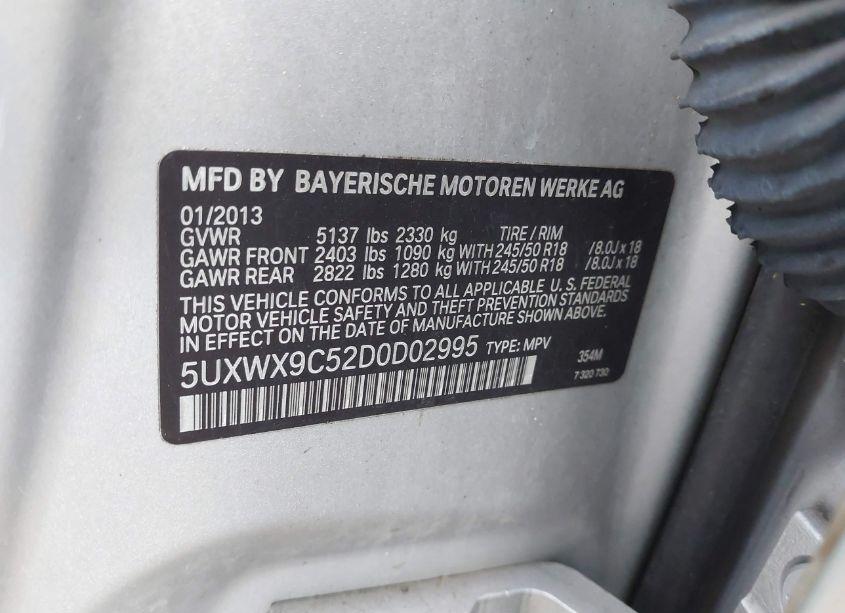 Photo 9 of 2013 Bmw X3 XDRIVE28I (VIN 5UXWX9C52D0D02995)