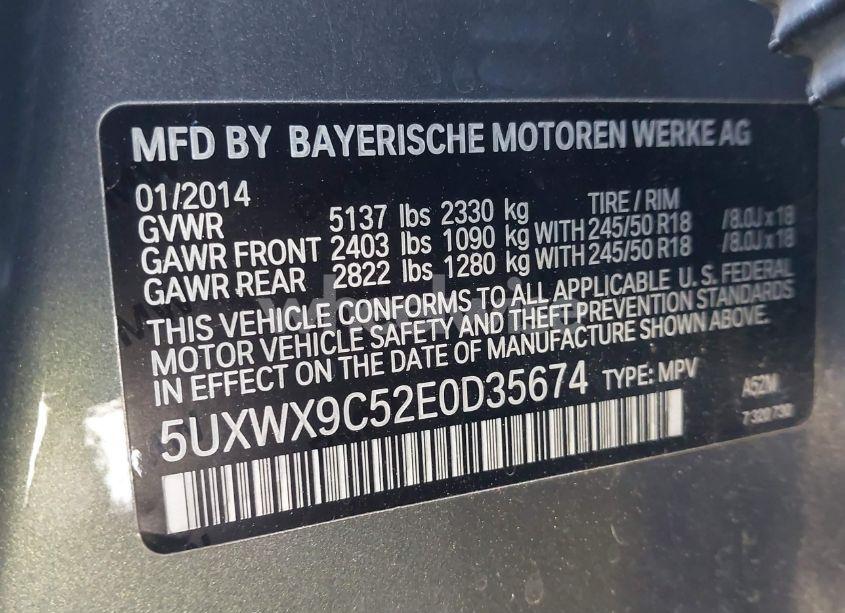 Photo 9 of 2014 Bmw X3 XDRIVE28I (VIN 5UXWX9C52E0D35674)