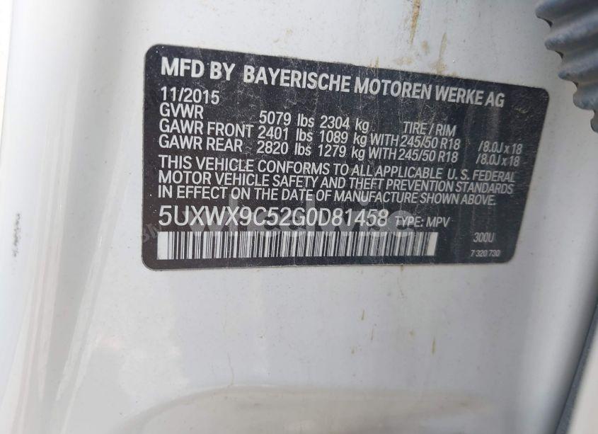 Photo 9 of 2016 Bmw X3 XDRIVE28I (VIN 5UXWX9C52G0D81458)