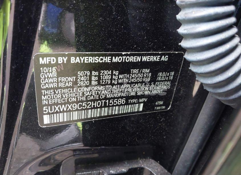 Photo 9 of 2017 Bmw X3 XDRIVE28I (VIN 5UXWX9C52H0T15586)