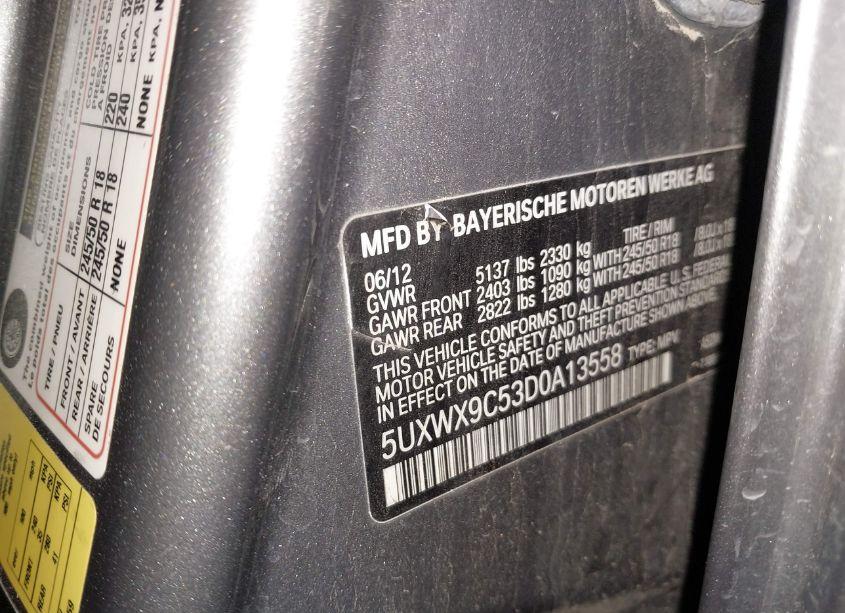 Photo 9 of 2013 Bmw X3 XDRIVE28I (VIN 5UXWX9C53D0A13558)