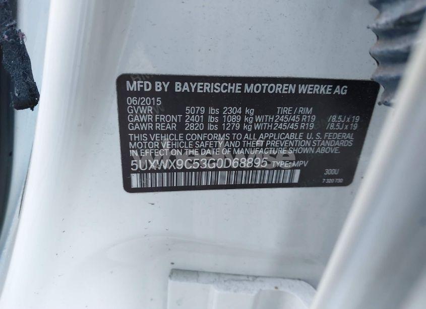 Photo 9 of 2016 Bmw X3 XDRIVE28I (VIN 5UXWX9C53G0D68895)