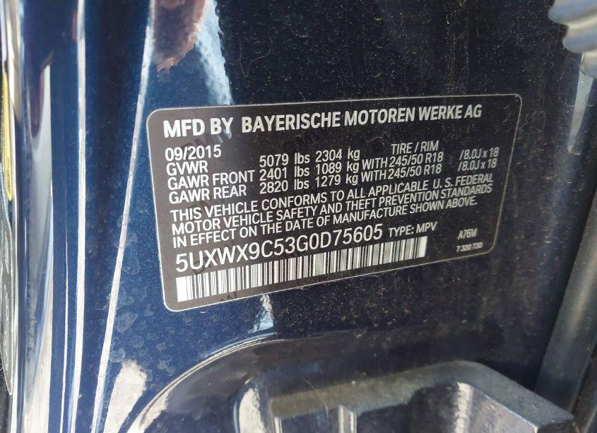 Photo 9 of 2016 Bmw X3 XDRIVE28I (VIN 5UXWX9C53G0D75605)